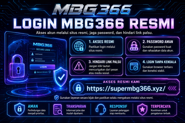 Ilustrasi login MBG366 melalui situs resmi dengan keamanan akun dan perlindungan dari link palsu