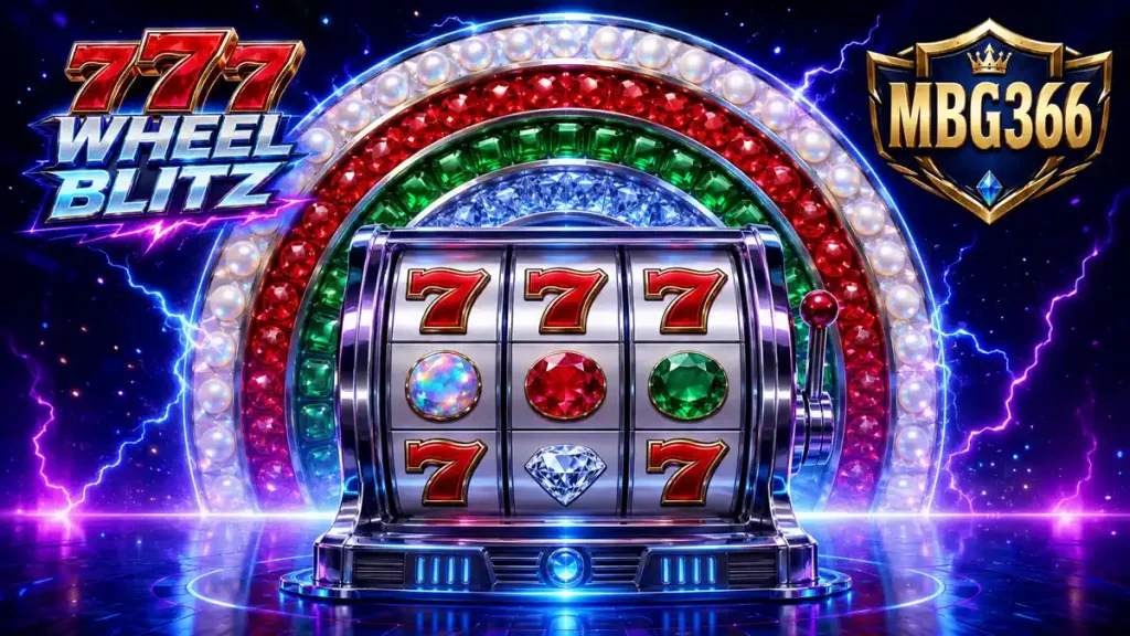 Tampilan grid 3x3 dan empat Bonus Wheel 777 Wheel Blitz MBG366