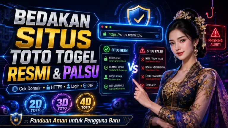 Ilustrasi cara membedakan situs toto togel resmi dan palsu melalui pemeriksaan domain HTTPS login dan OTP